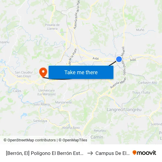 [Berrón, El]  Polígono El Berrón Este [Cta 02094] to Campus De El Cristo map