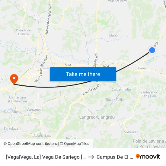 [Vega|Vega, La]  Vega De Sariego [Cta 02121] to Campus De El Cristo map