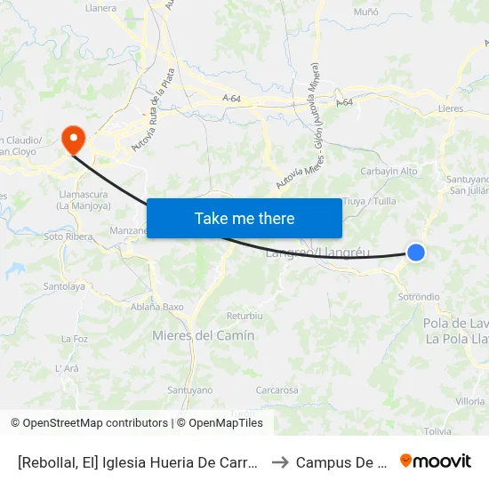 [Rebollal, El]  Iglesia Hueria De Carrocera [Cta 02134] to Campus De El Cristo map