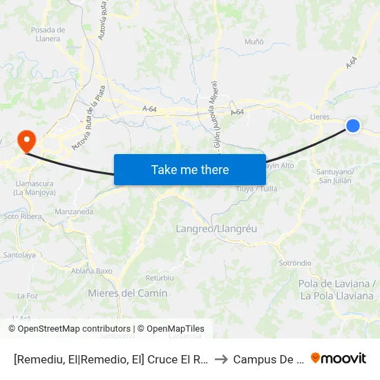 [Remediu, El|Remedio, El]  Cruce El Remediu [Cta 02148] to Campus De El Cristo map