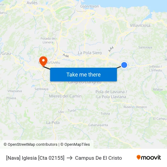 [Nava]  Iglesia [Cta 02155] to Campus De El Cristo map