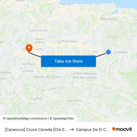 [Carancos]  Cruce Ceceda [Cta 02161] to Campus De El Cristo map