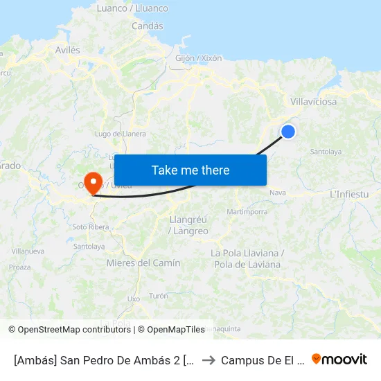 [Ambás]  San Pedro De Ambás 2 [Cta 02173] to Campus De El Cristo map