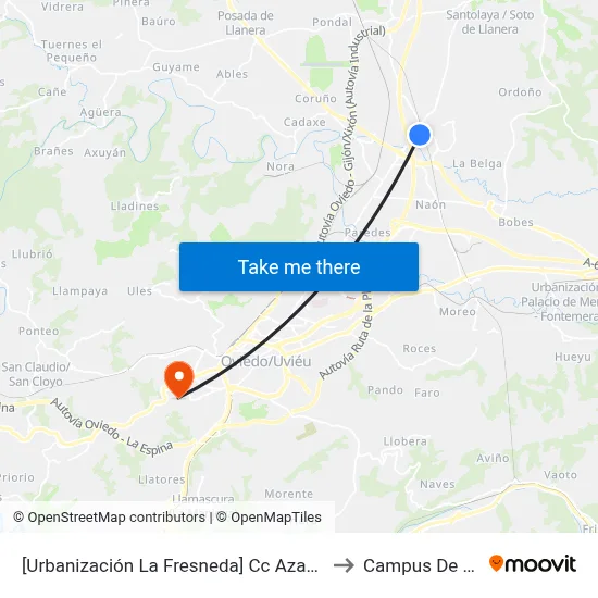 [Urbanización La Fresneda]  Cc Azabache [Cta 02334] to Campus De El Cristo map