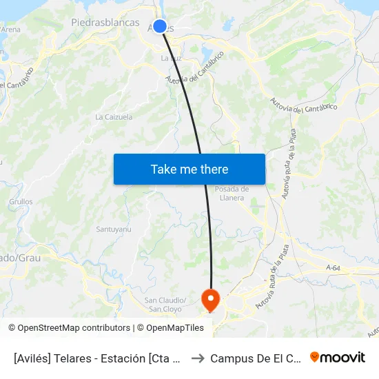 [Avilés]  Telares - Estación [Cta 02467] to Campus De El Cristo map