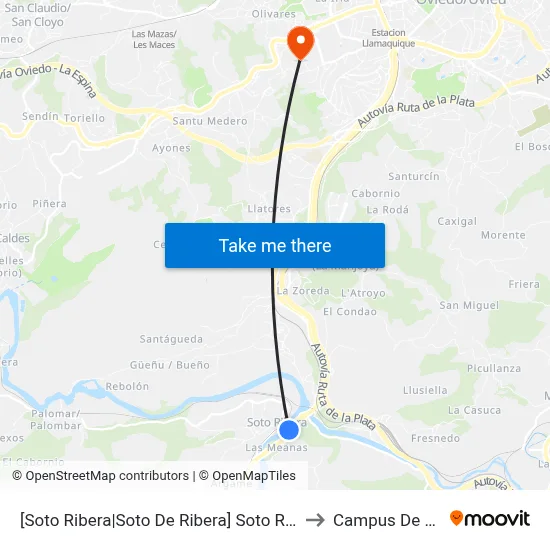 [Soto Ribera|Soto De Ribera]  Soto Ribera [Cta 02657] to Campus De El Cristo map