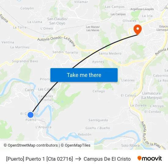 [Puerto]  Puerto 1 [Cta 02716] to Campus De El Cristo map