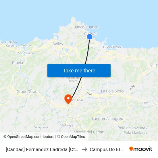 [Candás]  Fernández Ladreda [Cta 02780] to Campus De El Cristo map
