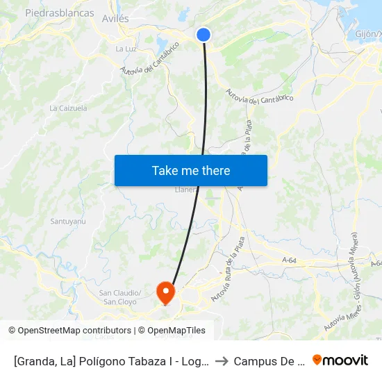 [Granda, La]  Polígono Tabaza I - Logrezana [Cta 02825] to Campus De El Cristo map