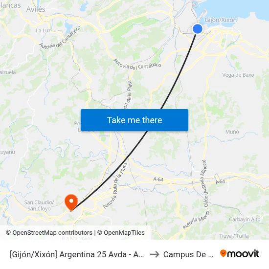 Avda. Argentina, 25 - Ateneo to Campus De El Cristo map