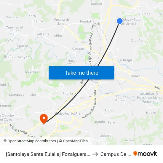 [Santolaya|Santa Eulalia]  Fozalguera - Pruvia [Cta 02959] to Campus De El Cristo map