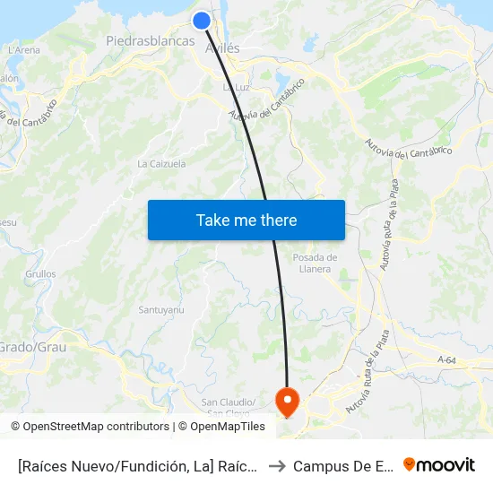 [Raíces Nuevo/Fundición, La]  Raíces [Cta 02978] to Campus De El Cristo map