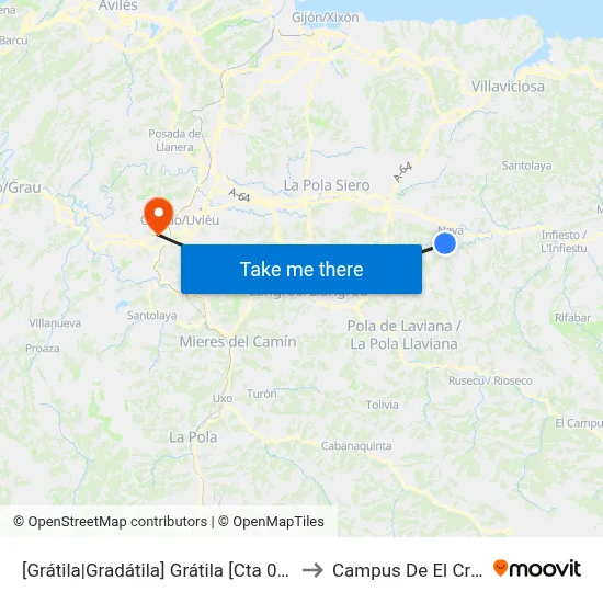 [Grátila|Gradátila]  Grátila [Cta 03069] to Campus De El Cristo map