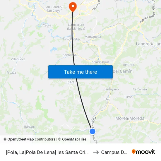 [Pola, La|Pola De Lena]  Ies Santa Cristina De Lena [Cta 03203] to Campus De El Cristo map