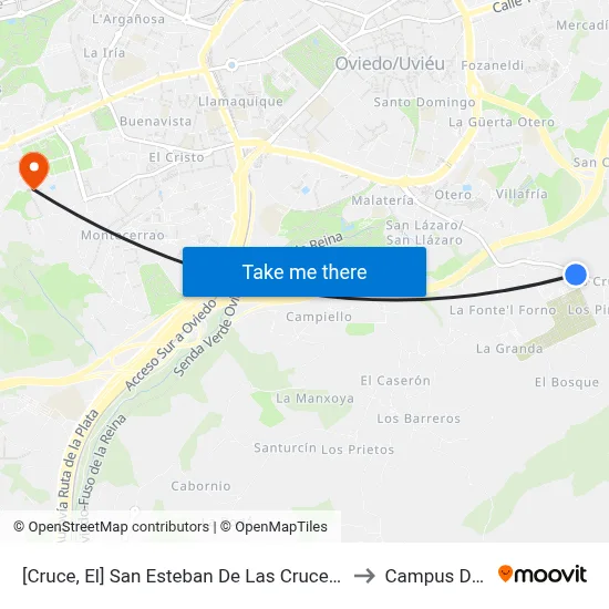 [Cruce, El]  San Esteban De Las Cruces - Cementerio [Cta 03314] to Campus De El Cristo map