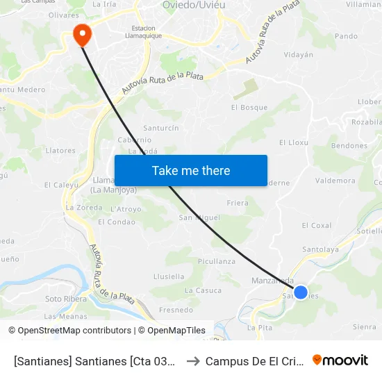 [Santianes]  Santianes [Cta 03339] to Campus De El Cristo map