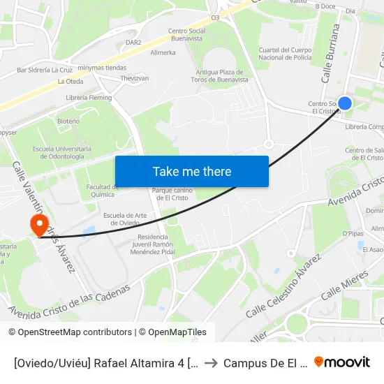 [Oviedo/Uviéu]  Rafael Altamira 4 [Cta 03351] to Campus De El Cristo map