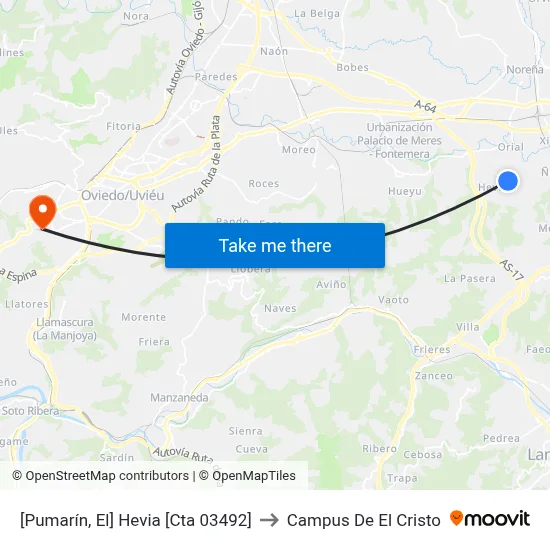 [Pumarín, El]  Hevia [Cta 03492] to Campus De El Cristo map