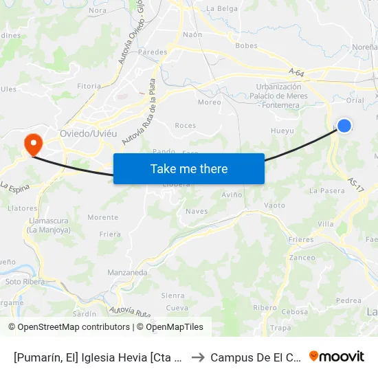 [Pumarín, El]  Iglesia Hevia [Cta 03494] to Campus De El Cristo map