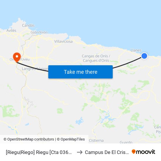 [Riegu|Riego]  Riegu [Cta 03692] to Campus De El Cristo map