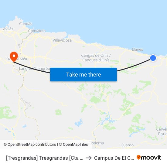 [Tresgrandas]  Tresgrandas [Cta 03719] to Campus De El Cristo map