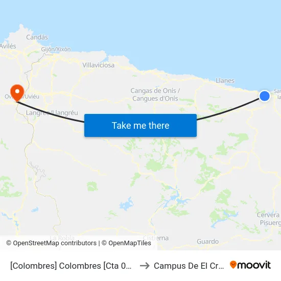 [Colombres]  Colombres [Cta 03817] to Campus De El Cristo map