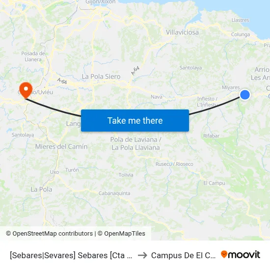[Sebares|Sevares]  Sebares [Cta 03856] to Campus De El Cristo map