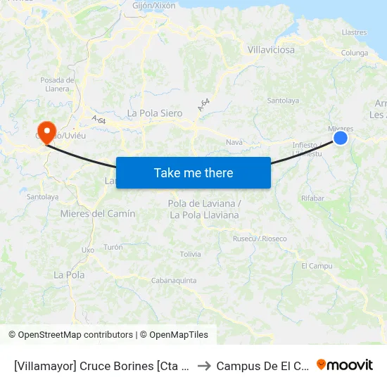 [Villamayor]  Cruce Borines [Cta 03862] to Campus De El Cristo map