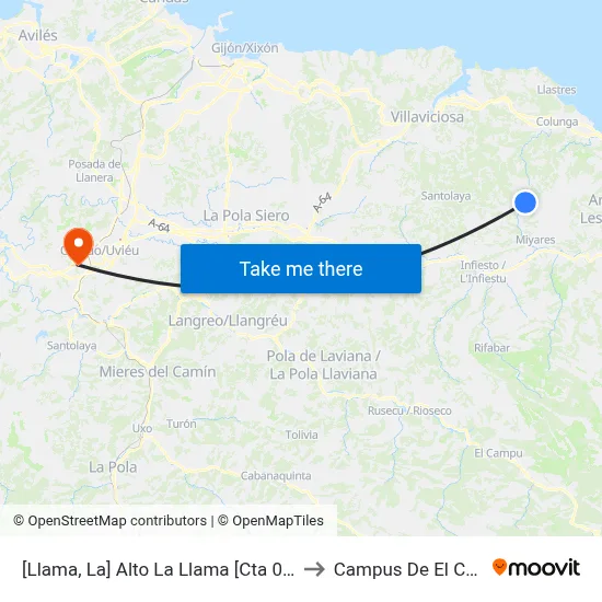 [Llama, La]  Alto La Llama [Cta 03890] to Campus De El Cristo map