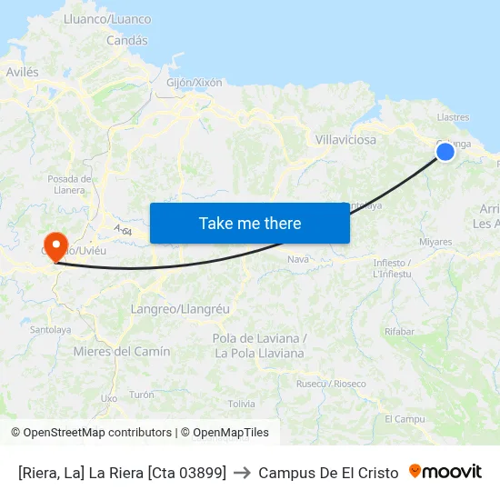[Riera, La]  La Riera [Cta 03899] to Campus De El Cristo map