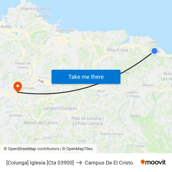 [Colunga]  Iglesia [Cta 03900] to Campus De El Cristo map
