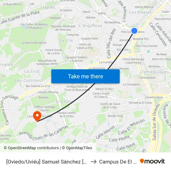 [Oviedo/Uviéu]  Samuel Sánchez [Cta 04127] to Campus De El Cristo map