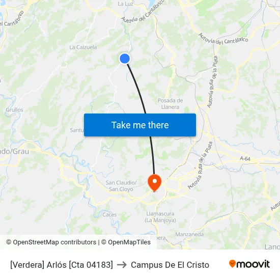[Verdera]  Arlós [Cta 04183] to Campus De El Cristo map