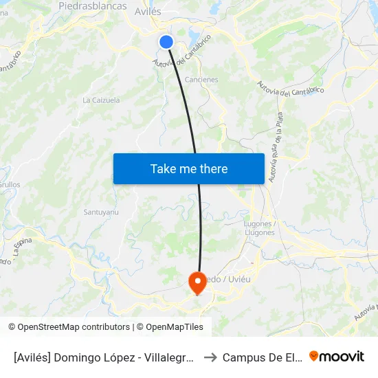 [Avilés]  Domingo López - Villalegre [Cta 04332] to Campus De El Cristo map