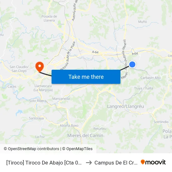 [Tiroco]  Tiroco De Abajo [Cta 04376] to Campus De El Cristo map