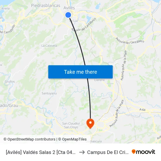 [Avilés]  Valdés Salas 2 [Cta 04398] to Campus De El Cristo map