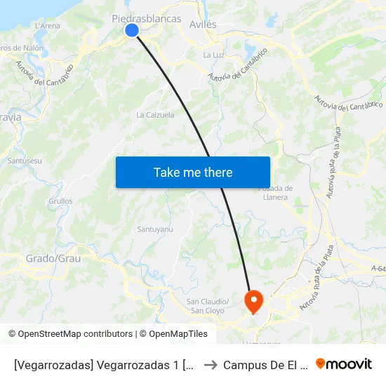 [Vegarrozadas]  Vegarrozadas 1 [Cta 04595] to Campus De El Cristo map