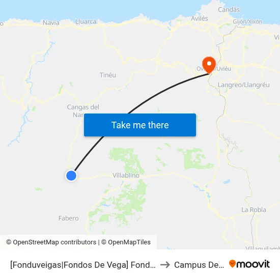[Fonduveigas|Fondos De Vega]  Fondo De Vega [Cta 04981] to Campus De El Cristo map