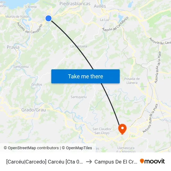 [Carcéu|Carcedo]  Carcéu [Cta 05110] to Campus De El Cristo map