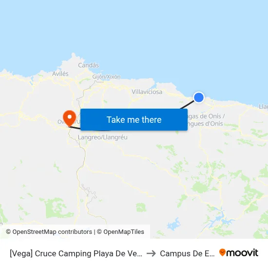 [Vega]  Cruce Camping Playa De Vega [Cta 05142] to Campus De El Cristo map