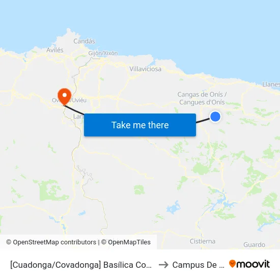 [Cuadonga/Covadonga]  Basílica Covadonga [Cta 05419] to Campus De El Cristo map