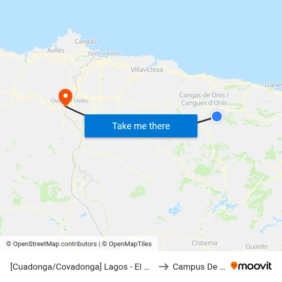 [Cuadonga/Covadonga]  Lagos - El Repelao [Cta 21425] to Campus De El Cristo map