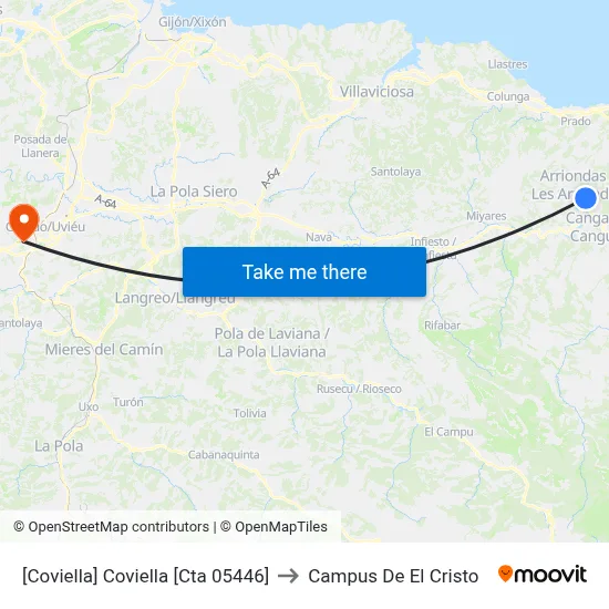 [Coviella]  Coviella [Cta 05446] to Campus De El Cristo map