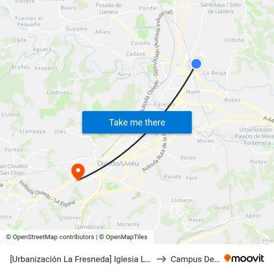 [Urbanización La Fresneda]  Iglesia La Fresneda [Cta 05494] to Campus De El Cristo map