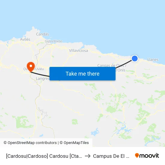 [Cardosu|Cardoso]  Cardosu [Cta 05495] to Campus De El Cristo map