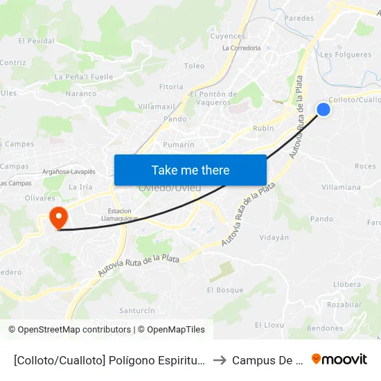 [Colloto/Cualloto]  Polígono Espiritu Santo [Cta 05517] to Campus De El Cristo map