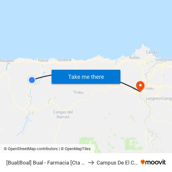 [Bual|Boal]  Bual - Farmacia  [Cta 05802] to Campus De El Cristo map