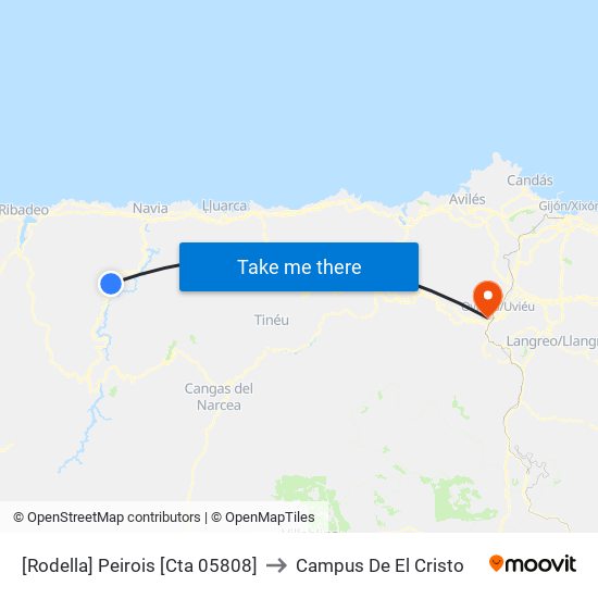 [Rodella]  Peirois [Cta 05808] to Campus De El Cristo map