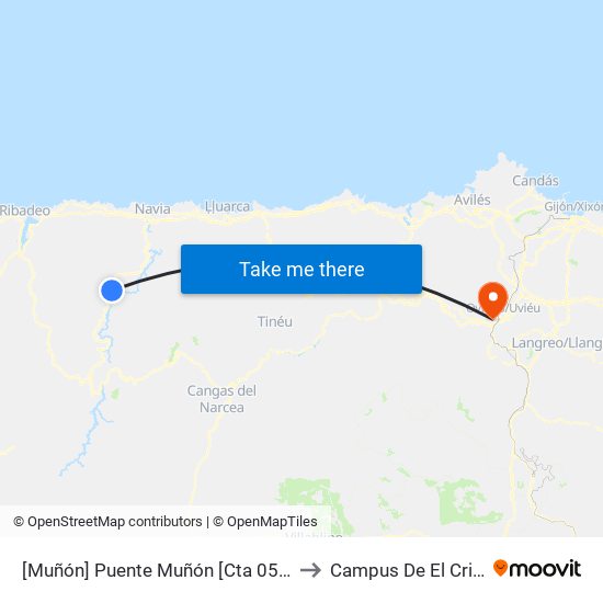 [Muñón]  Puente Muñón [Cta 05810] to Campus De El Cristo map