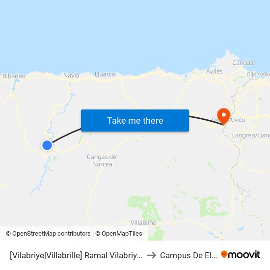 [Vilabriye|Villabrille]  Ramal Vilabriye [Cta 05847] to Campus De El Cristo map